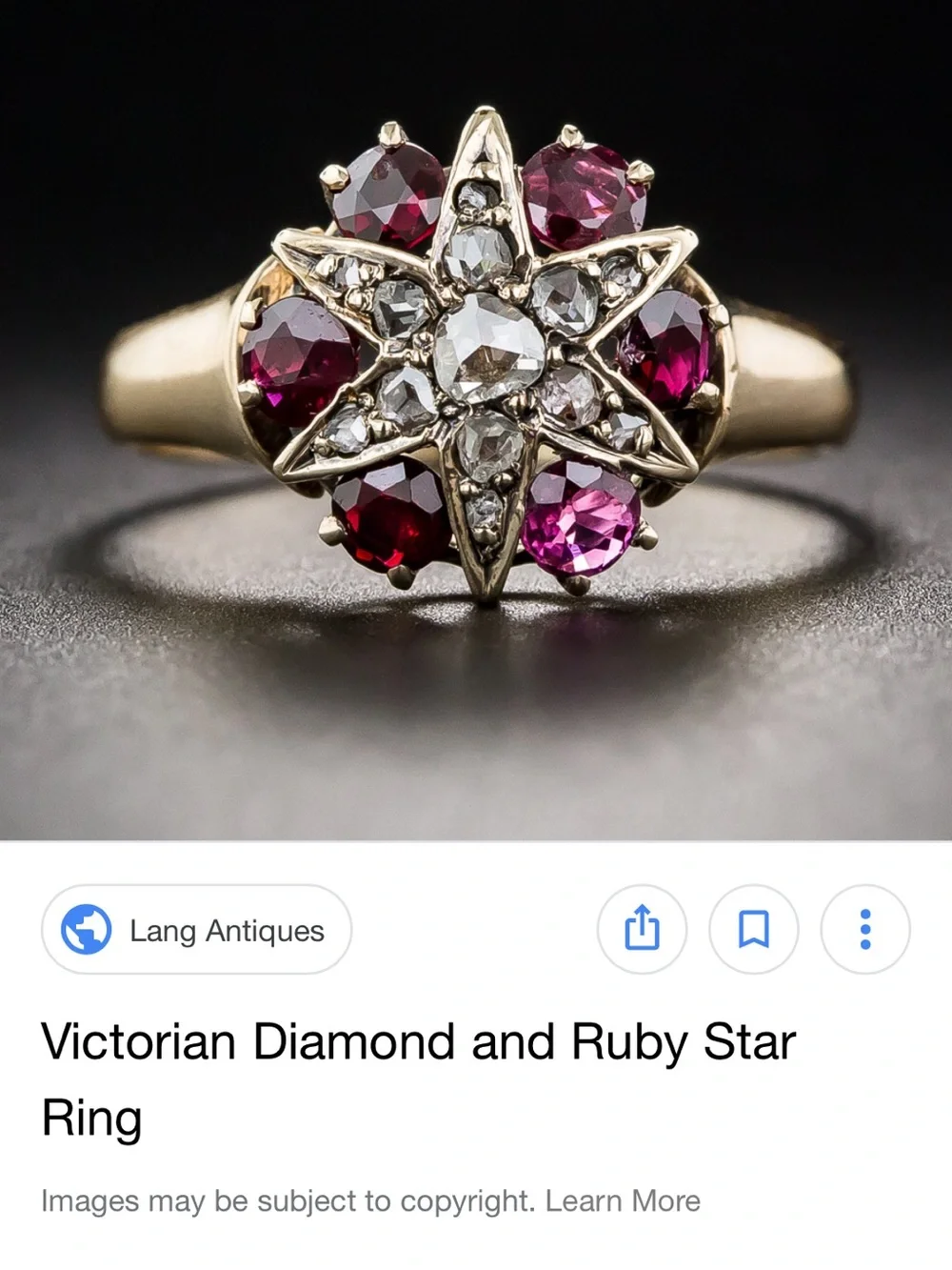 Antique Victorian Rose Gold Ruby & Diamond Ring — Size 8